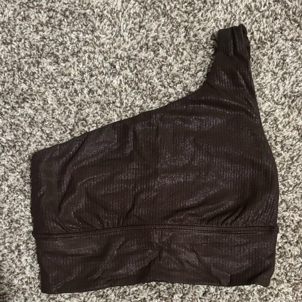 lululemon athletica One-Shoulder Sports Bra in Dark Brown